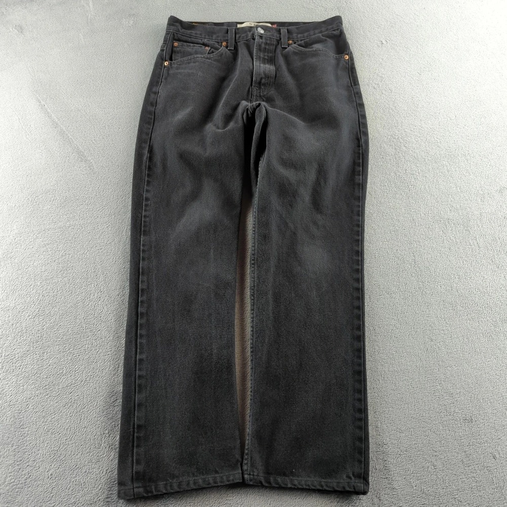 Vintage Levis Jeans 34x34 (Fits 32x30) Black Slim Straight Denim Pants Y2K EUC - Picture 1 of 12